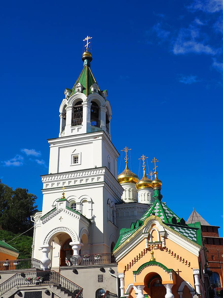 katedral, tempel, resa, turism, nizhny novgorod, kyrka, religion, ortodoxi, kristendom, byggnad, arkitektur