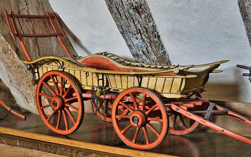 vagão, transporte, vintage, brinquedo, cavalo desenhado, carrinho, madeira, clássico