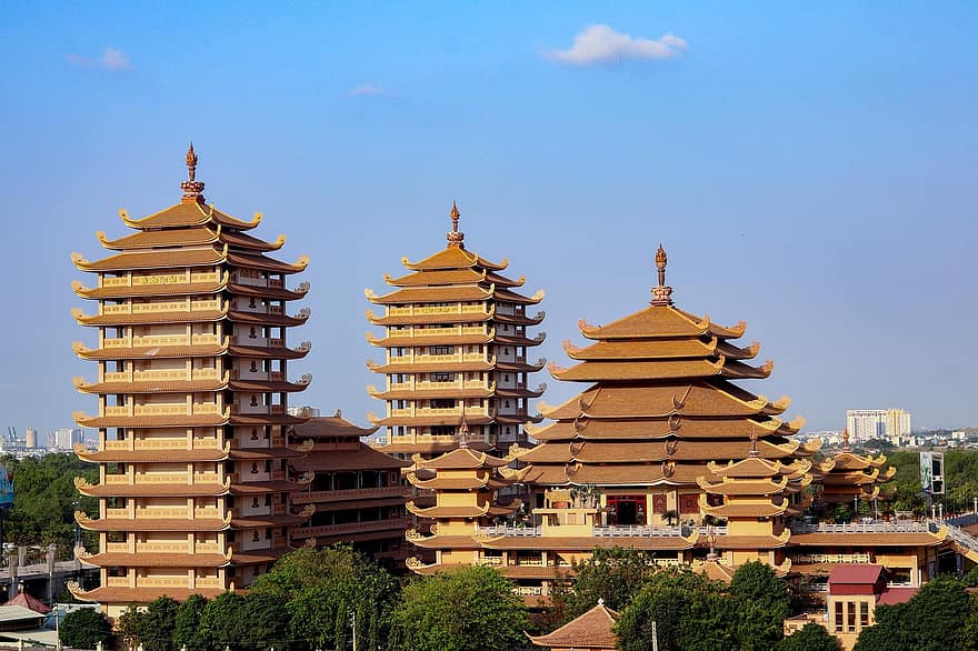 пагода, храм, строительство, Китай, путешествовать, традиционный, туризм, фасад