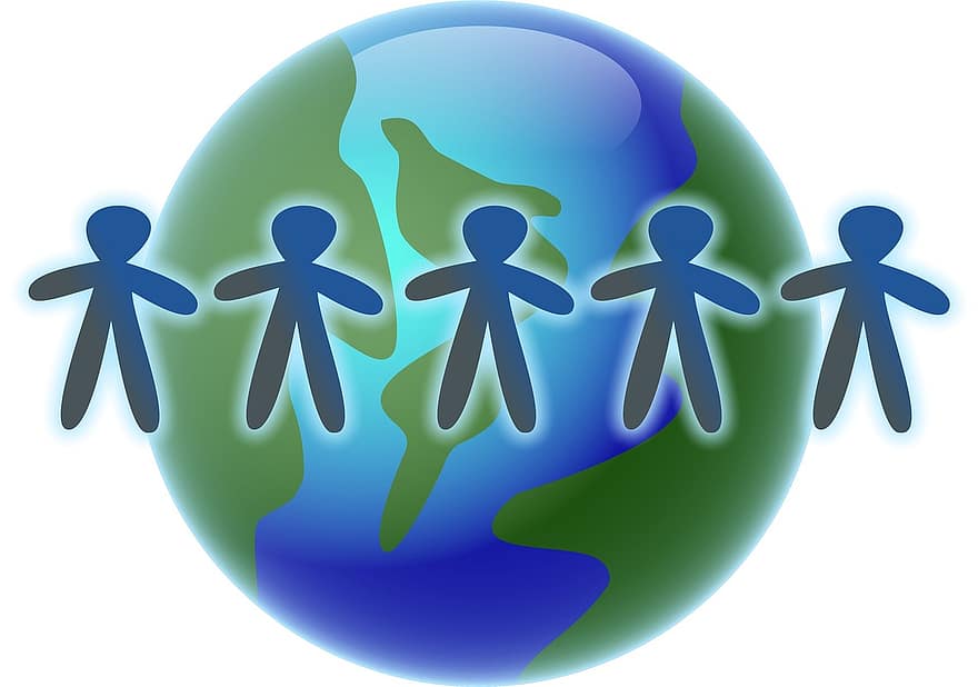 Мир, земной шар, люди, вокруг света, сообщество, группа, интернет, концепция, планета, карта, сфера