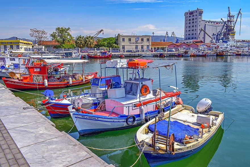 båter, havn, Volos, Hellas, hav, Brygge, kai, nautisk fartøy, vann, kommersiell brygge, fiske