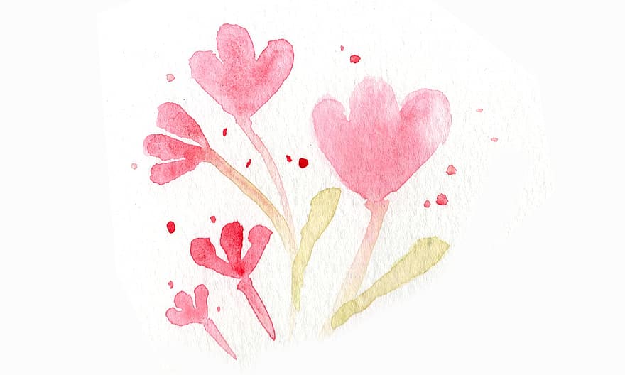 bunga-bunga, cat air, ilustrasi, gambar, bunga, kelezatan, mekar