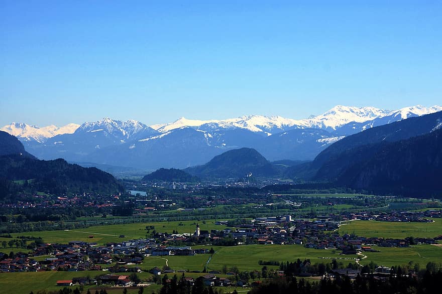fjellene, skog, toppmøte, alpine, tyrol, Kufstein, ebber, fjellstopp, snø, himmel, panorama