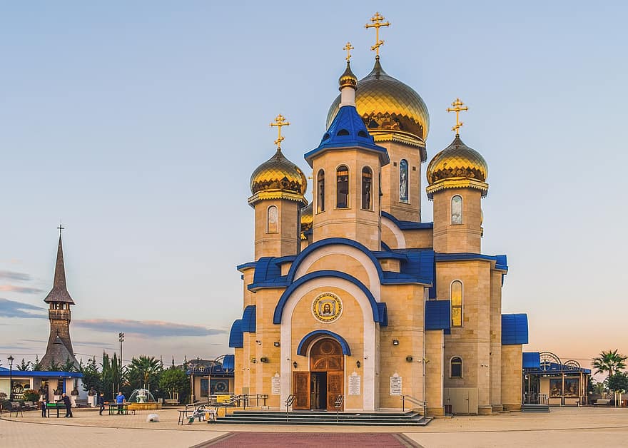 Venäjän kirkko, kupoli, kultainen, arkkitehtuuri, tamassos piispa, uskonto, ortodoksinen, episkopeio