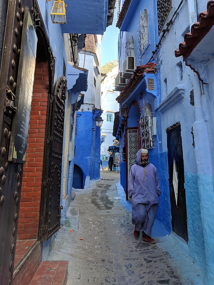 Blue, Blue City, Morocco, Arab, Chefchaouen