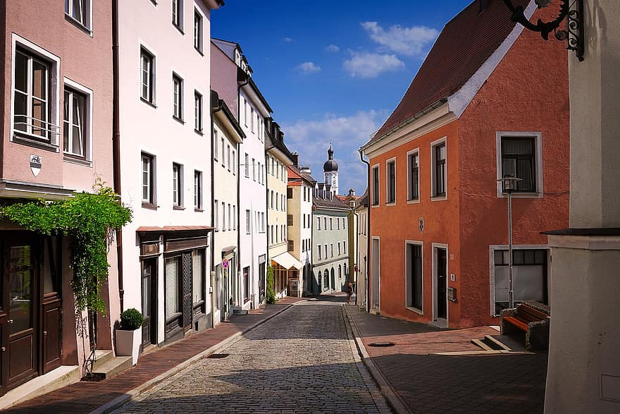 Alley, Old Town, Bergstrasse, Street, Road, Slope, Cobblestones, Houses, Buildings, Town