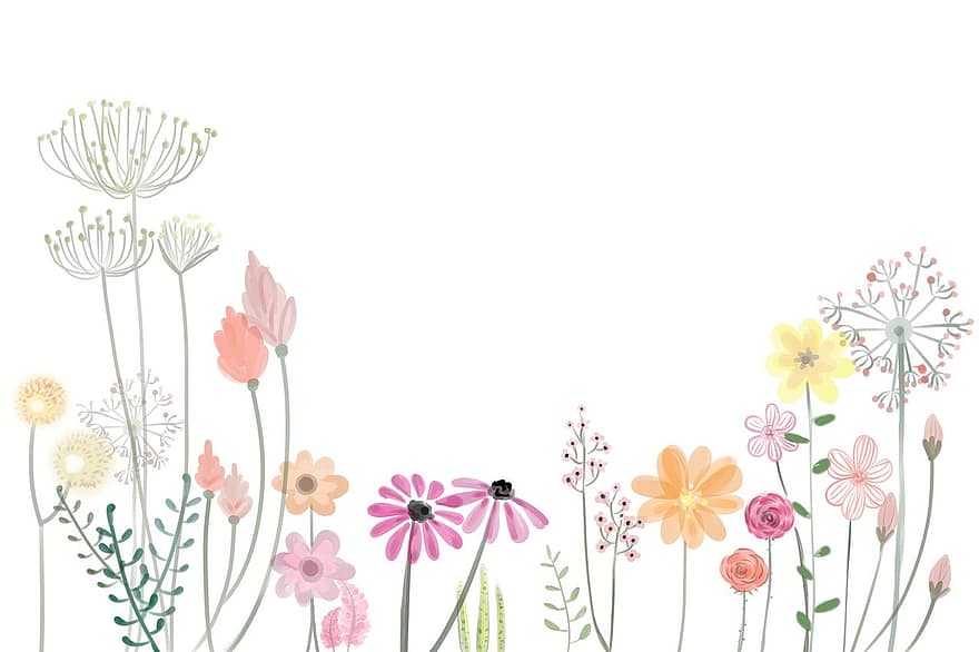 çiçek, yaprakları, bahar, sanat eseri, pastel, yaz, çizim, dekorasyon, Çiçek açmak, renkli, parlak