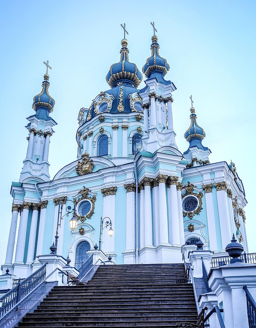 kirkko, Andreasin kirkko, kiev, Ukraina, Eurooppa, rauha, uskonto, Itä-Eurooppa, ortodoksinen, kristinusko, arkkitehtuuri