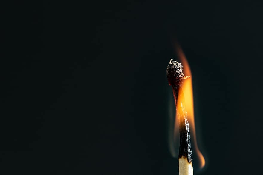 match, brand, varm, bränna, flamma, naturligt fenomen, brinnande, värme, temperatur, närbild, tändsticka