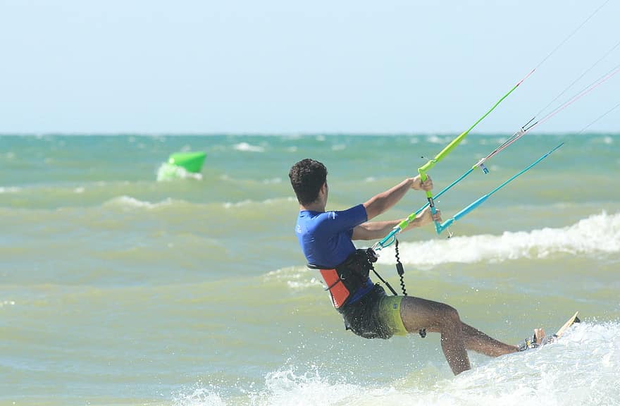 sport, kite surf, surfeur, vague