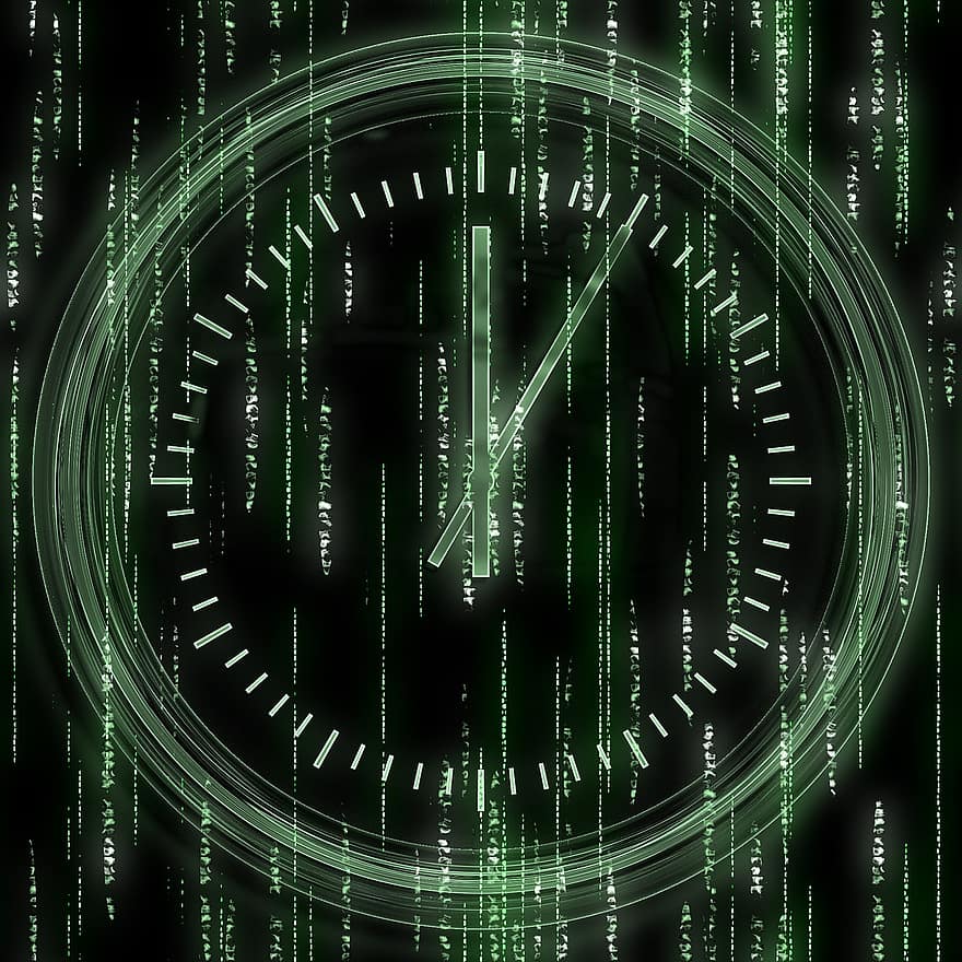 tijd, Matrix, netwerk, digitaal, technologie, informatie, cyber, groene technologie, Groene tijd, Groen netwerk, Groen digitaal