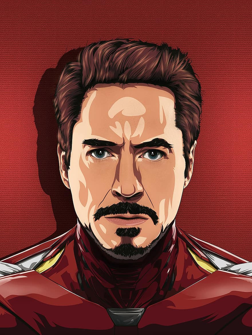 home de ferro, Tony Stark, superheroi, retrat, meravella, venjadors