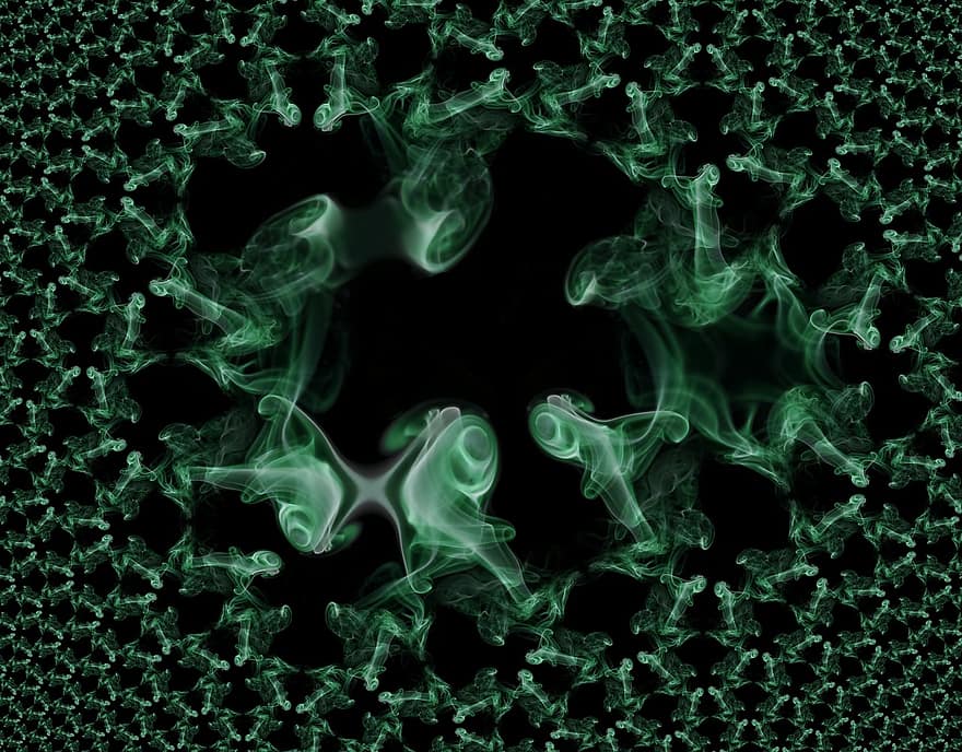 fractal, smēķēt, zaļa, melns, abstrakcija, tapetes, fona