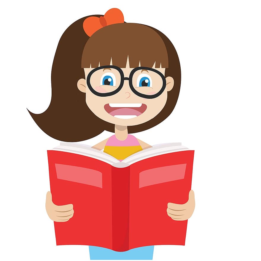 jenter, lese, lesere, Les en bok, læring, som barn, bok, studenter, illustrasjon, barn, utklipp