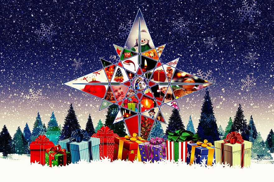 Різдво, зірка, пуансеттія, діти, радість, різдвяні прикраси, м'яч, свічка, Микола, Санта Клаус, ангел