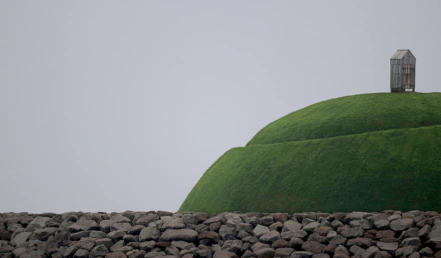 hegy, ház, sziklák, tengerpart, Reykjavik