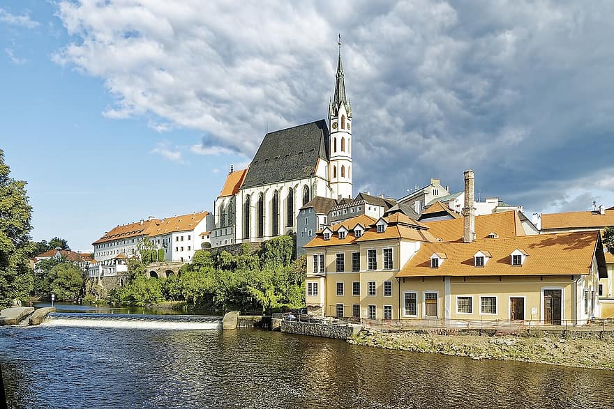 stad, resa, turism, kanal, byggnader, arkitektur, Tjeckien, Krumnau, český krumlov, historiska centrum, moldavien