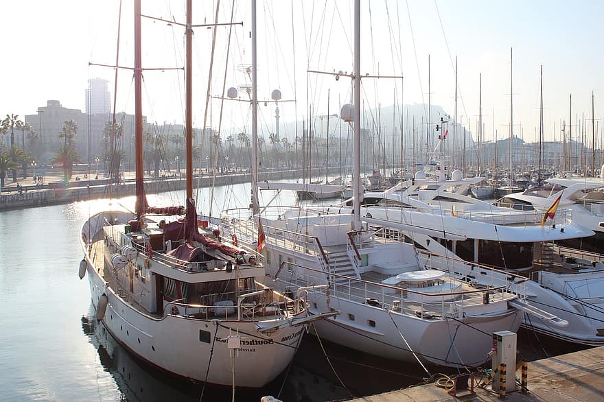 Dock, Ships, Boats, Sai, Jetty, Spain, Barcelona, Catalonia, Europe, Espana