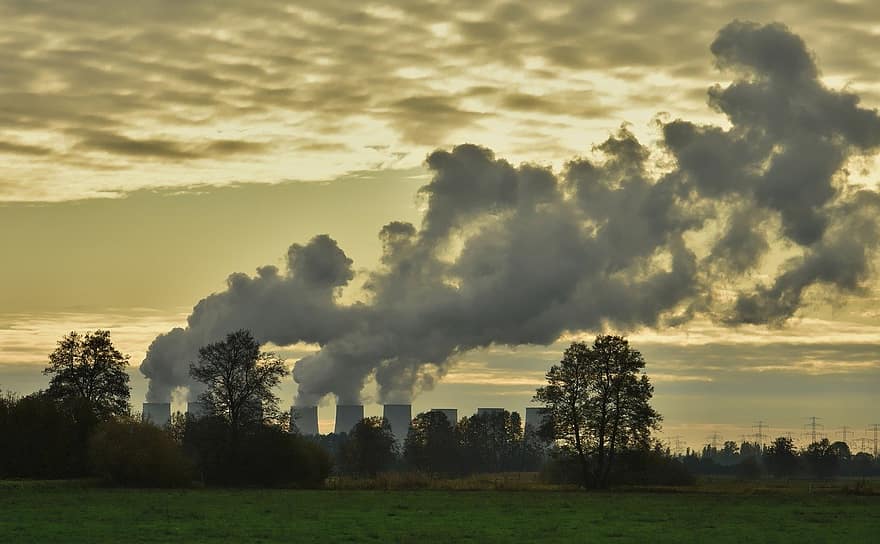 Pxclimateaction, защита на климата, изменението на климата, замърсяване на въздуха, въглищна електроцентрала, промишленост, смог, замърсители, облак, небе, залез