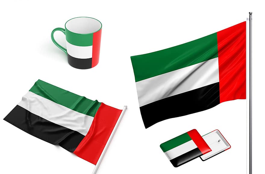 アラブ首長国連邦、全国の、旗、ドバイ、ええ、エミレーツ、一国、バナー、カップ