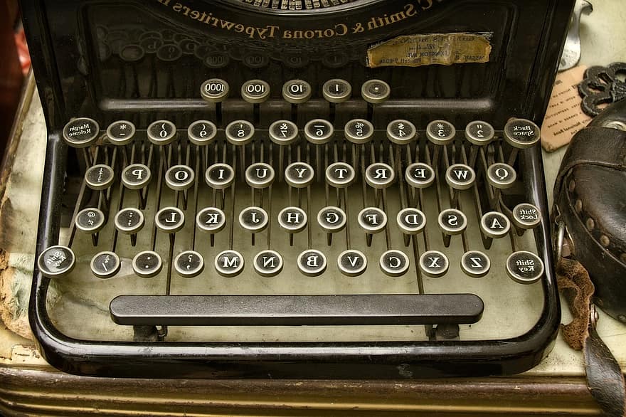 skrivemaskin, årgang, maskin, ord