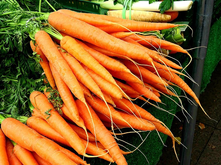 grönsaker, morötter, skörda, rotgrönsaker, vitamin