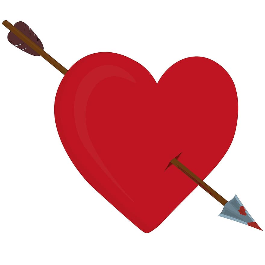 Heart, Cupid's Arrow, love, romance, symbol, heart shape, day, vector, illustration, february, passion