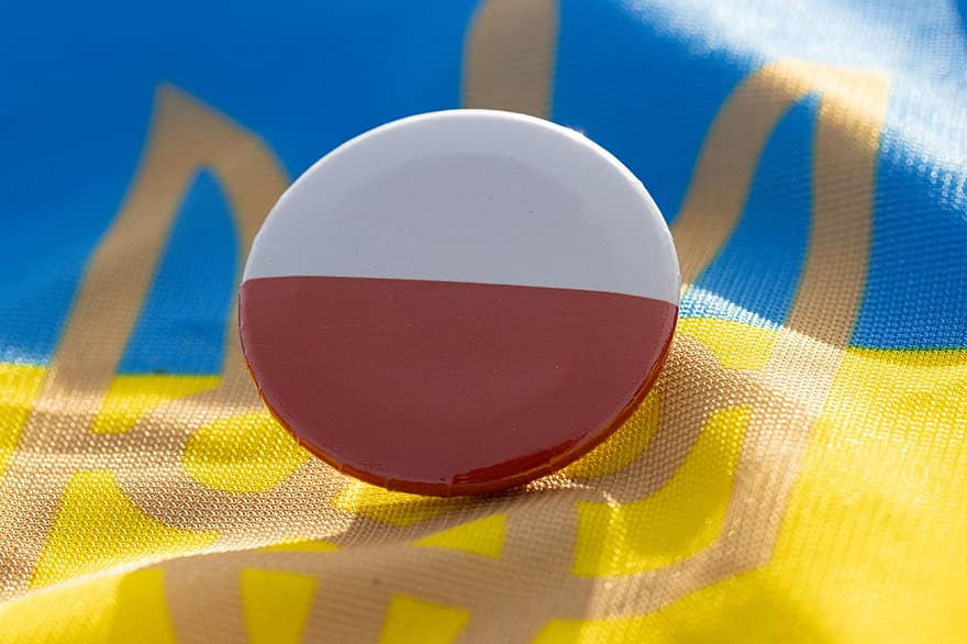Ukraine, Flag, Button, Poland, State, National Flag, Polish Flag, Symbol, Derschawnyj Prapor Ukrajiny, Coat Of Arms, Crest