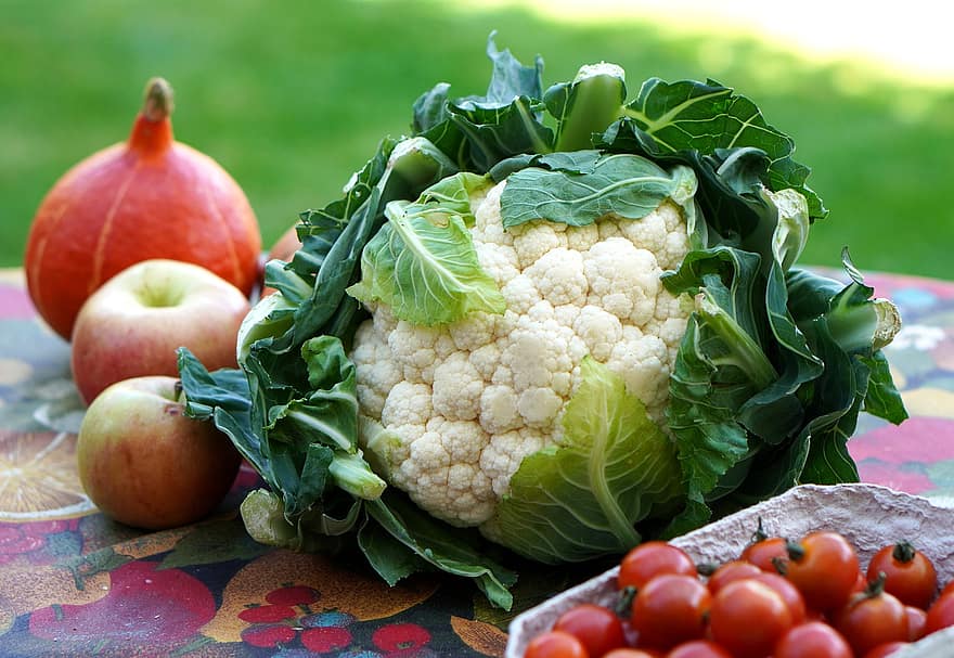 Cauliflower, Tomatoes, Apples, Cherry Tomatoes, Pumpkin, Fruits, Vegetables, Food, Fresh, Fresh Fruits, Fresh Vegetables