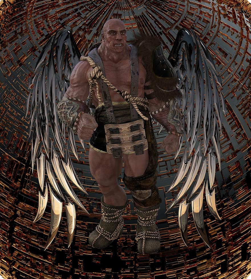 Fantasy, Warrior, Winged Warrior, Background, Composing, men, adult, cultures, one person, portrait, strength