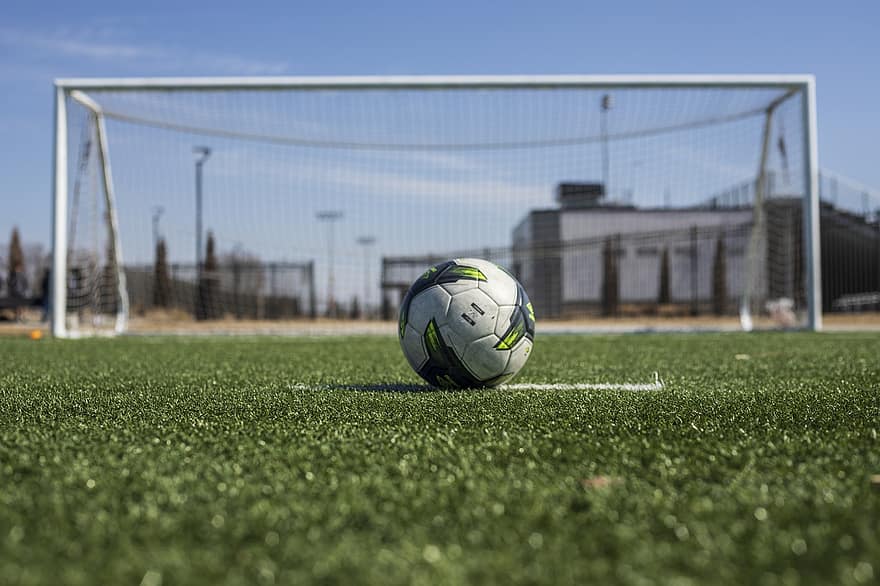 Sportas, futbolą, futbolas, lauke, goalpost, žemės, kamuolys, bauda, veikla, žolė, sąlygas