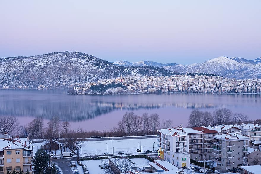 ciel, la nature, incroyable, Météo, Kastoria, Grèce, des nuages, neige, Montagne