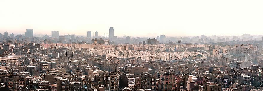 Miasto, podróżować, turystyka, Egipt, Kair, cheops, chufu, krajobraz, pejzaż miejski, wieżowiec, miejska linia horyzontu