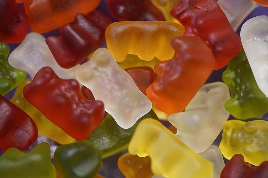 Gummies, Bears, Food, Haribo, Gummy Bears, Sweet, Candy, Colorful, multi colored, close-up, backgrounds