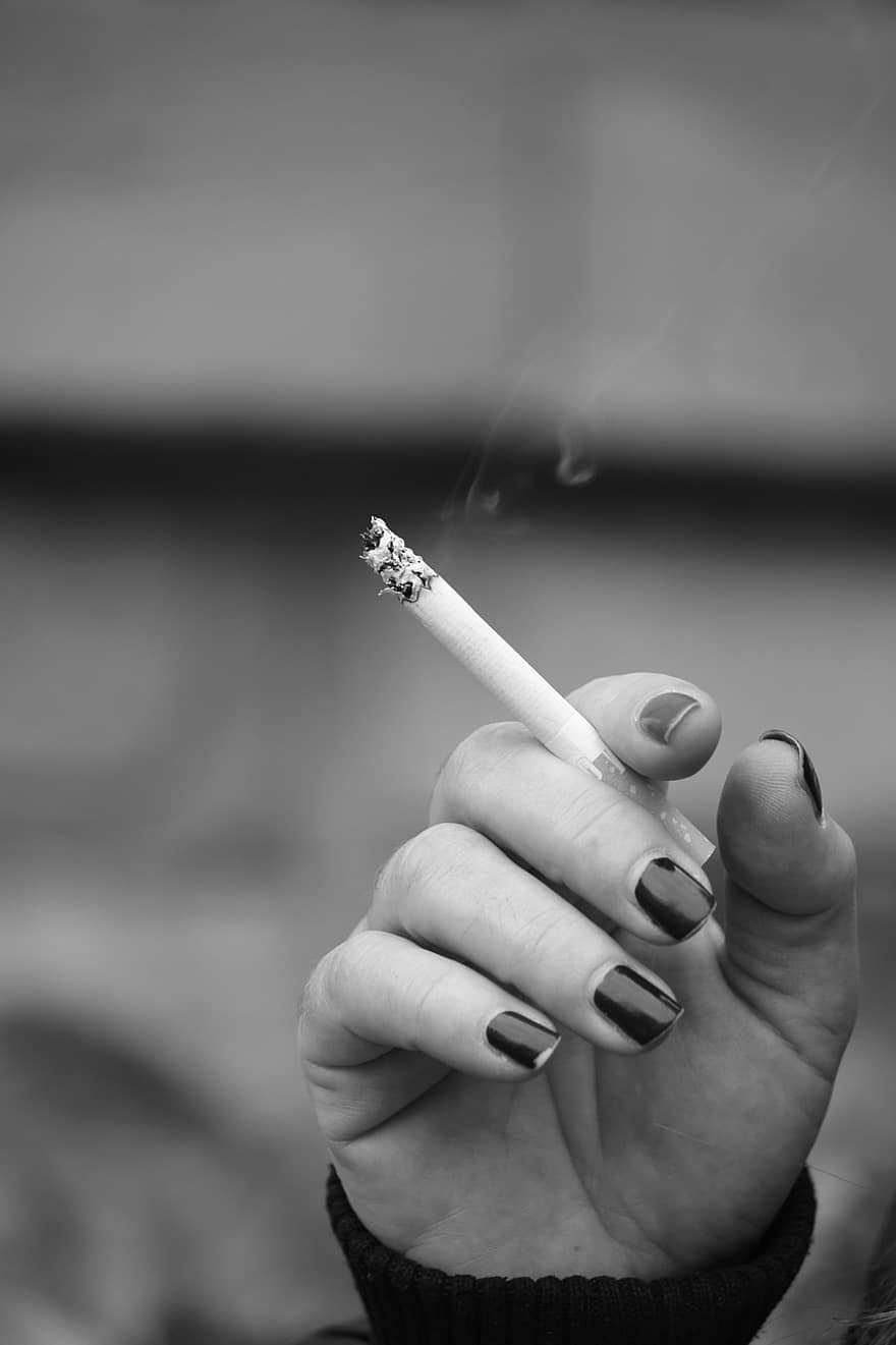 käsi, savuke, tupakka, nikotiini, tupakointi-, savu