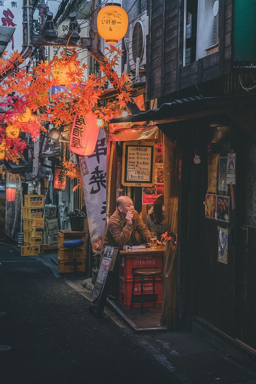 pessoas, rua, cidade, viagem, outono, Shinjuku, homens, culturas, adulto, noite, editorial