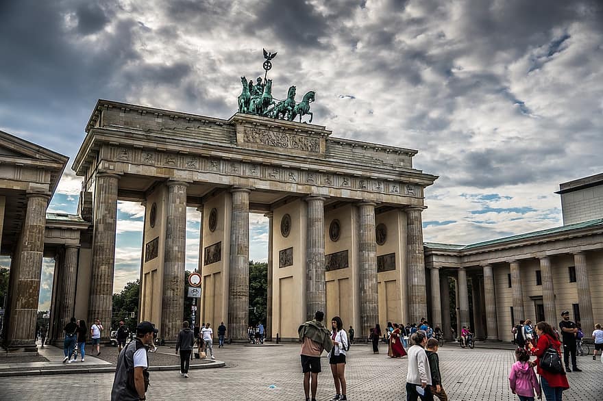 brandenburská brána, Německo, Berlín, architektura, mezník