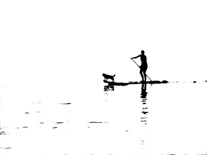 Sea, Holiday, Paddle Surf, Background Screen, White, Black