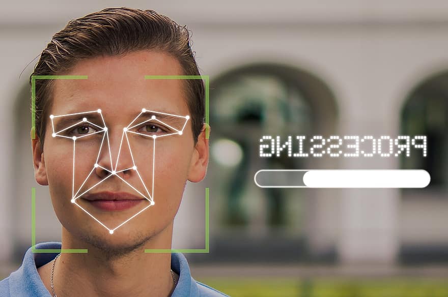 homem, face, Reconhecimento Facial, biométrico, identificar, segurança, pessoas, autenticação, identificação, base de dados, escaneamento