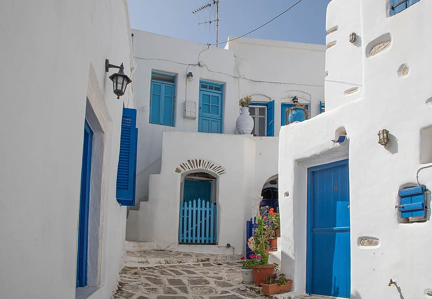 ev, geçit, cyclades, Paros, mimari, kültürler, dış yapı, mavi, ünlü mekan, seyahat, turizm