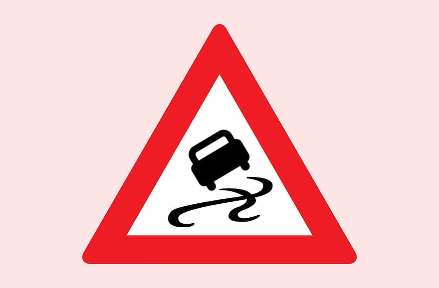 Slippery, Road, Sign, Warning, Arrows, Reflective, Traffic, Ride, Attention, Caution
