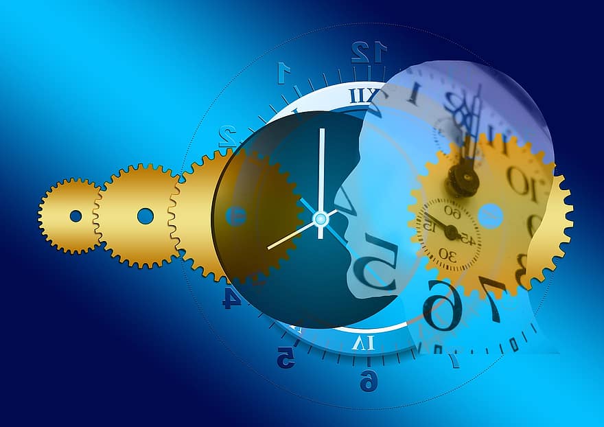 Clock, Time, Gear, Gears, Face, Blue, Way Of Thinking, Way Of Life, Attitude To Life, Life Style, Modern