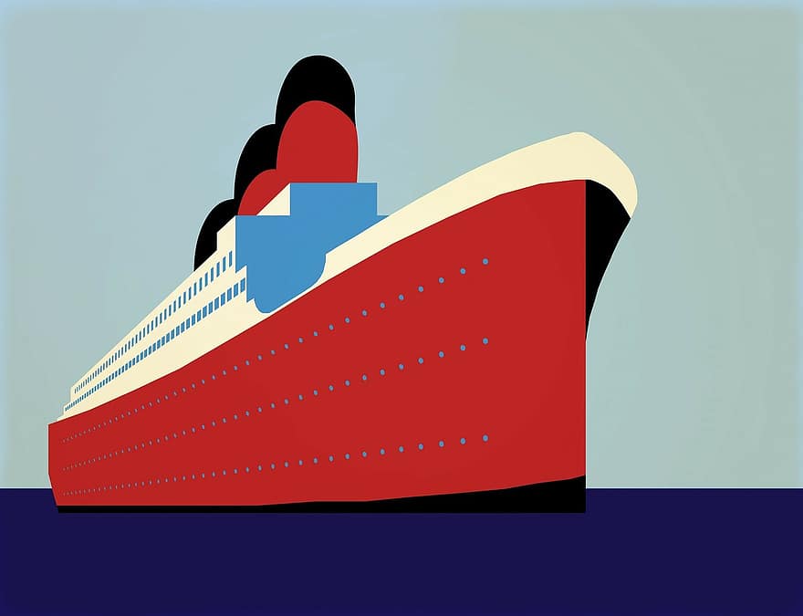 Ship, Liner, Boat, Cruise Ship, Ocean, Sea, Water, Sky, Transport, Transportation, Art