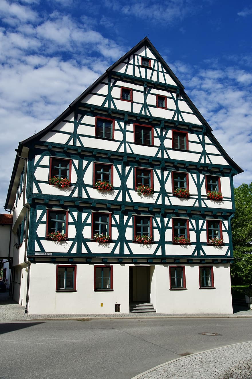 dom, średniowieczny, fasada, budynek