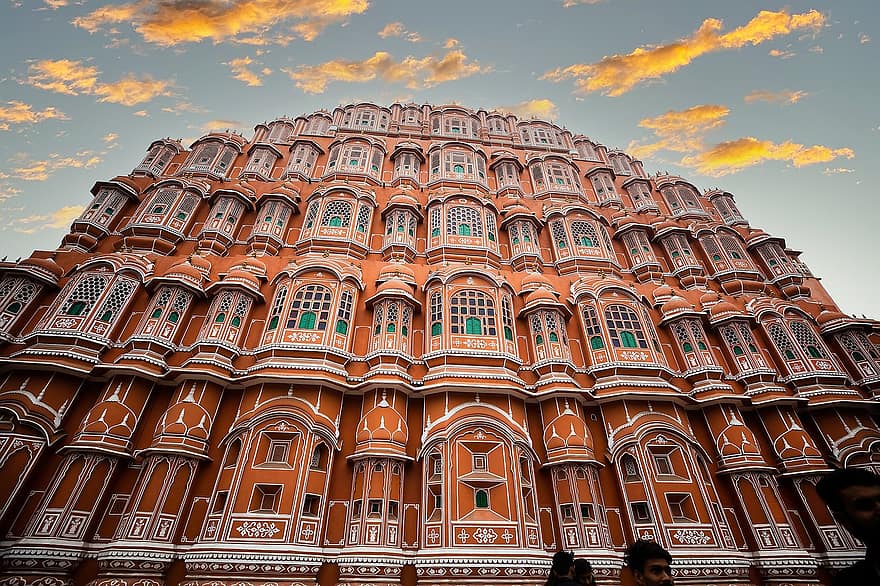 Building, Architecture, Facade, Exterior, Hawamahal, Jaipur, famous place, building exterior, built structure, multi colored, cultures