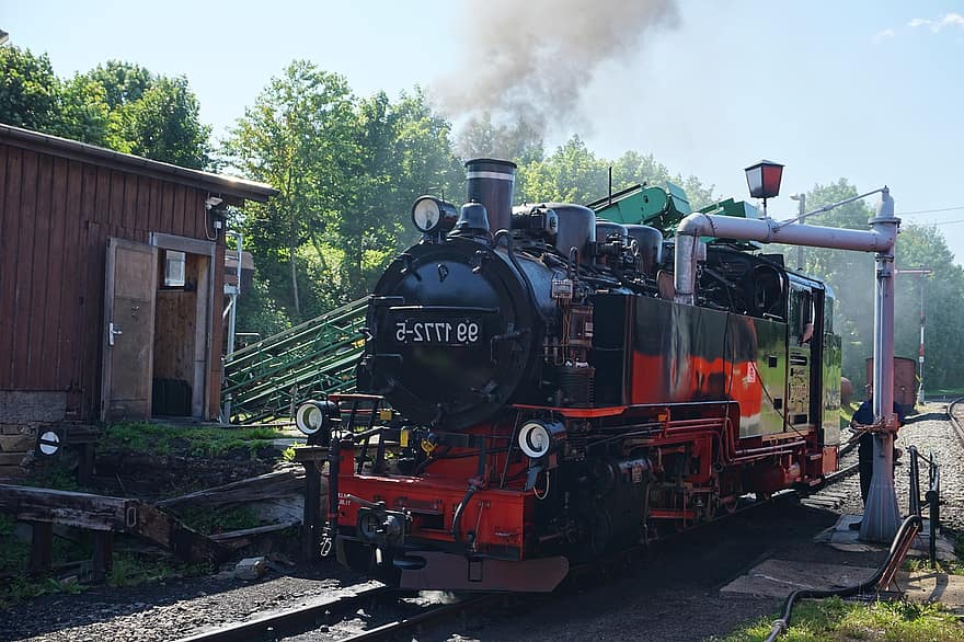 tog, transportere, lokomotiv, smalspor jernbane, Fichtelbergbahn