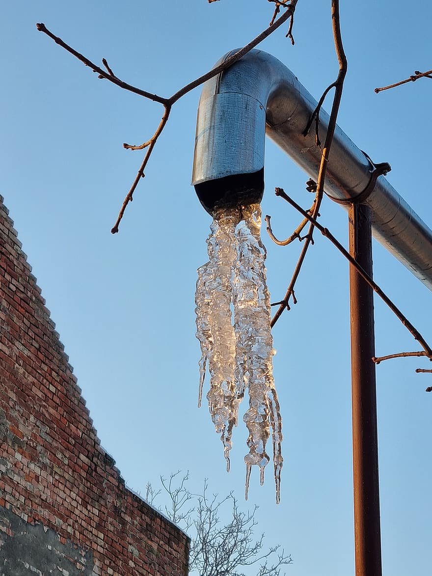 Icicles, Ice, Cold, Gutter, Water, Rain