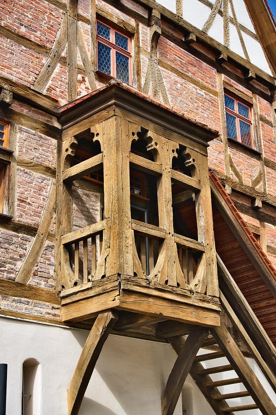 medieval, edificio, escalera, vendimia, antiguo