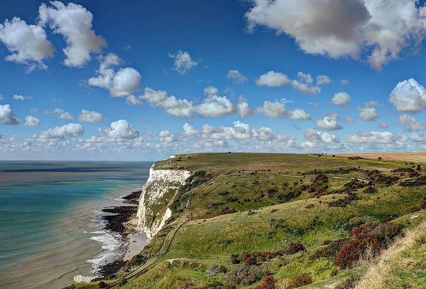 Dover, barriere, roccia, costa, Inghilterra, mare, natura, acqua, costiero, il cielo, sentiero