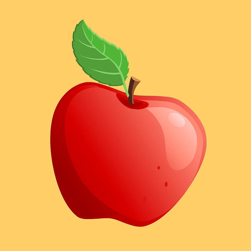 ikon, vektor, symbol, gui, æble, frugt, mad